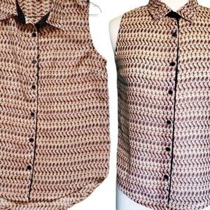 Olive & Oak Orange Print Sheer Blouse